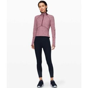 lululemon athletica nwot always alert 1/2 zip in heathered garnet